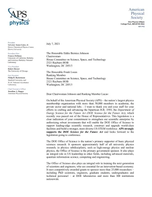 APS Letter of Support for the NSF for the Future Act