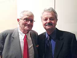 Artist David Hockney (left) and physicist Charlie Falco (right)