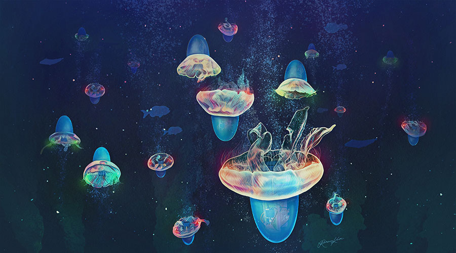 Artist's rendition of jellyfish