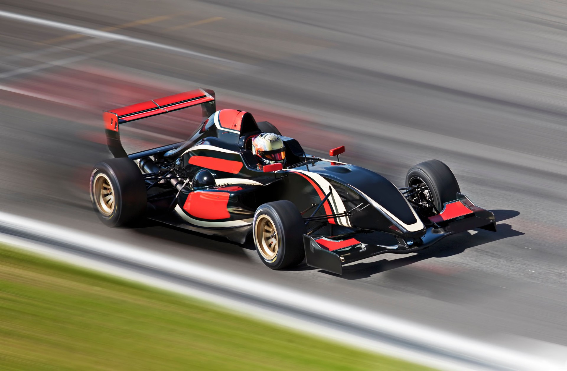 An F1 race car in action