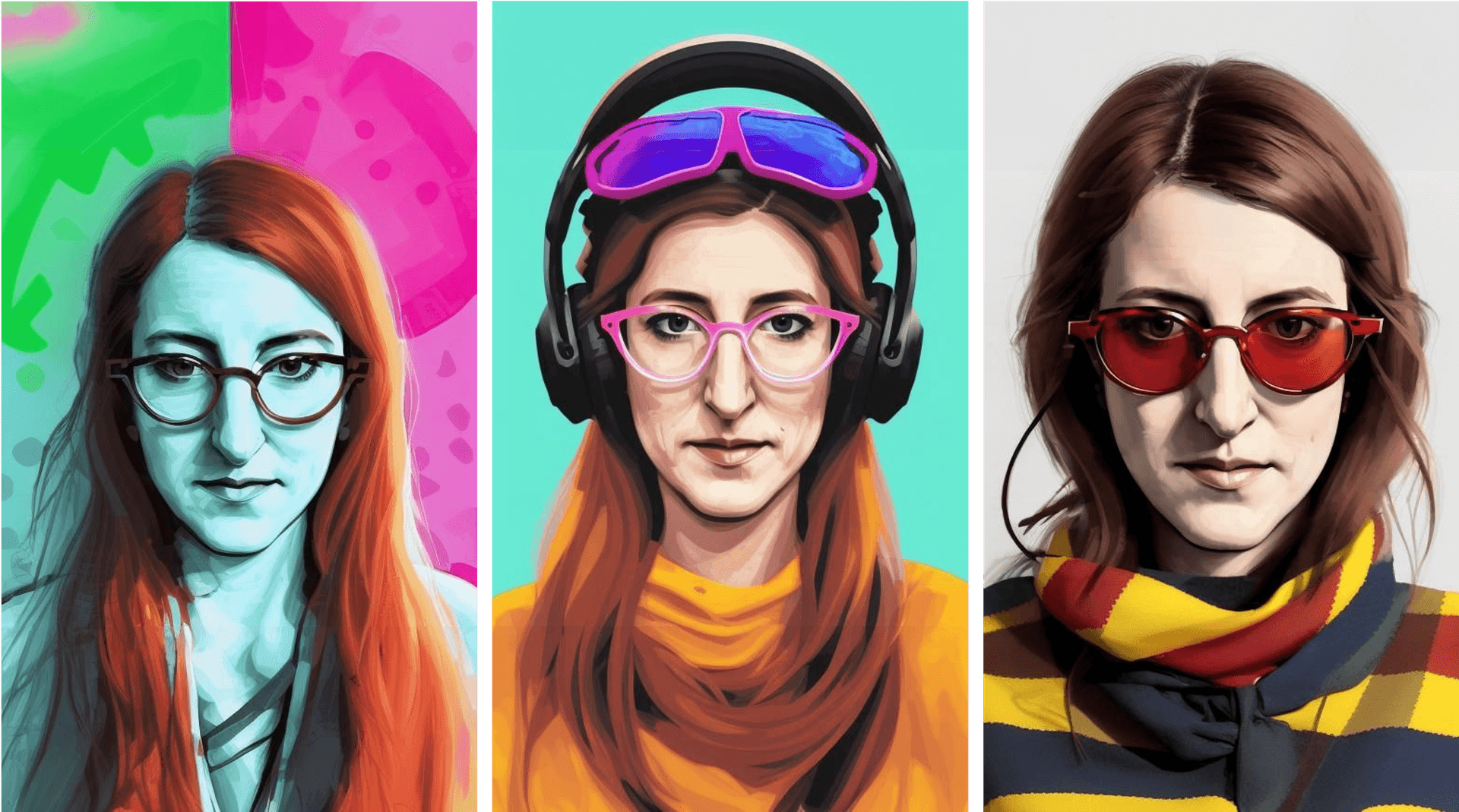 Images created by Retrato of Sarah Schlobohm, a physicist turned data scientist