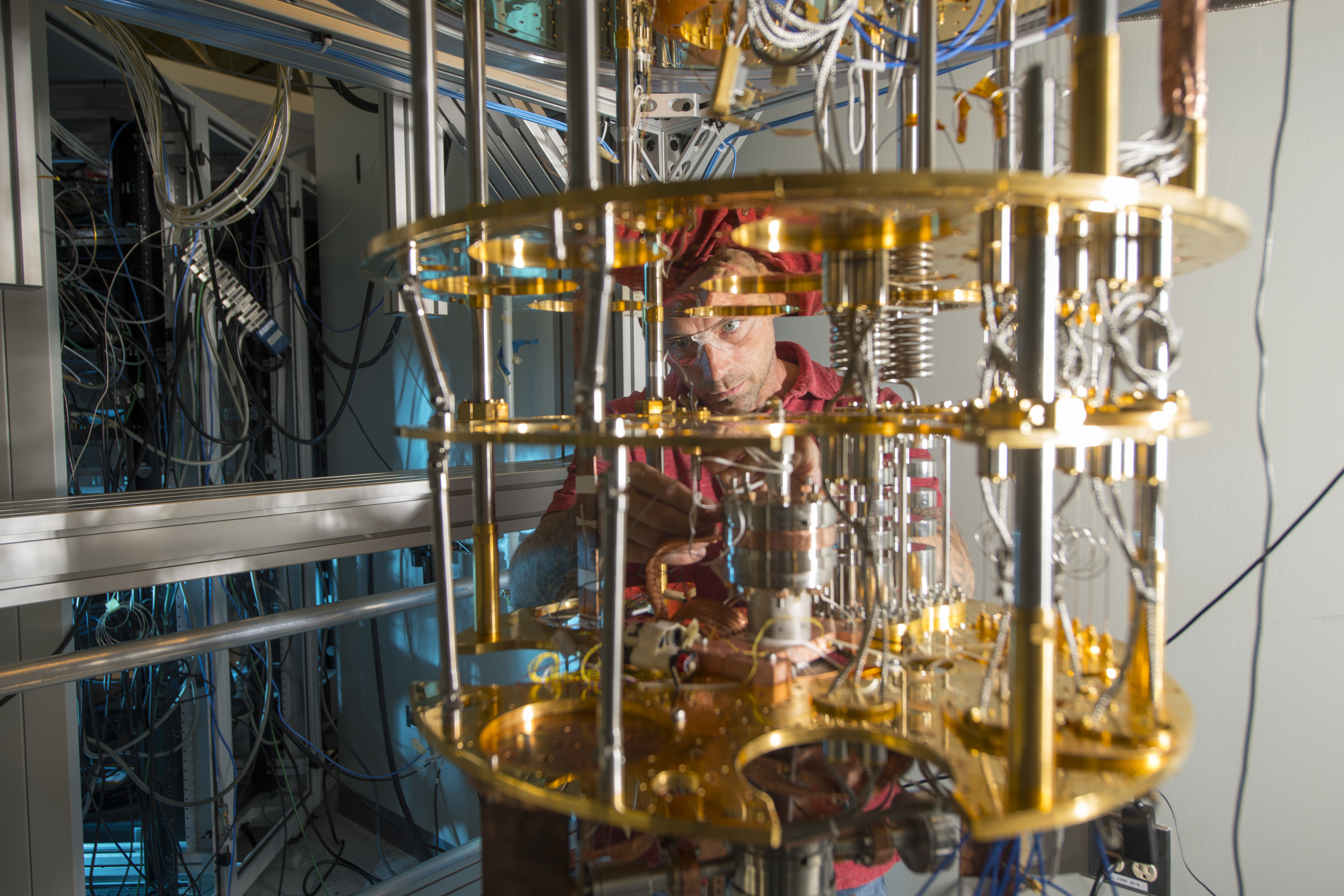An intricate, cooling apparatus of a quantum computer 