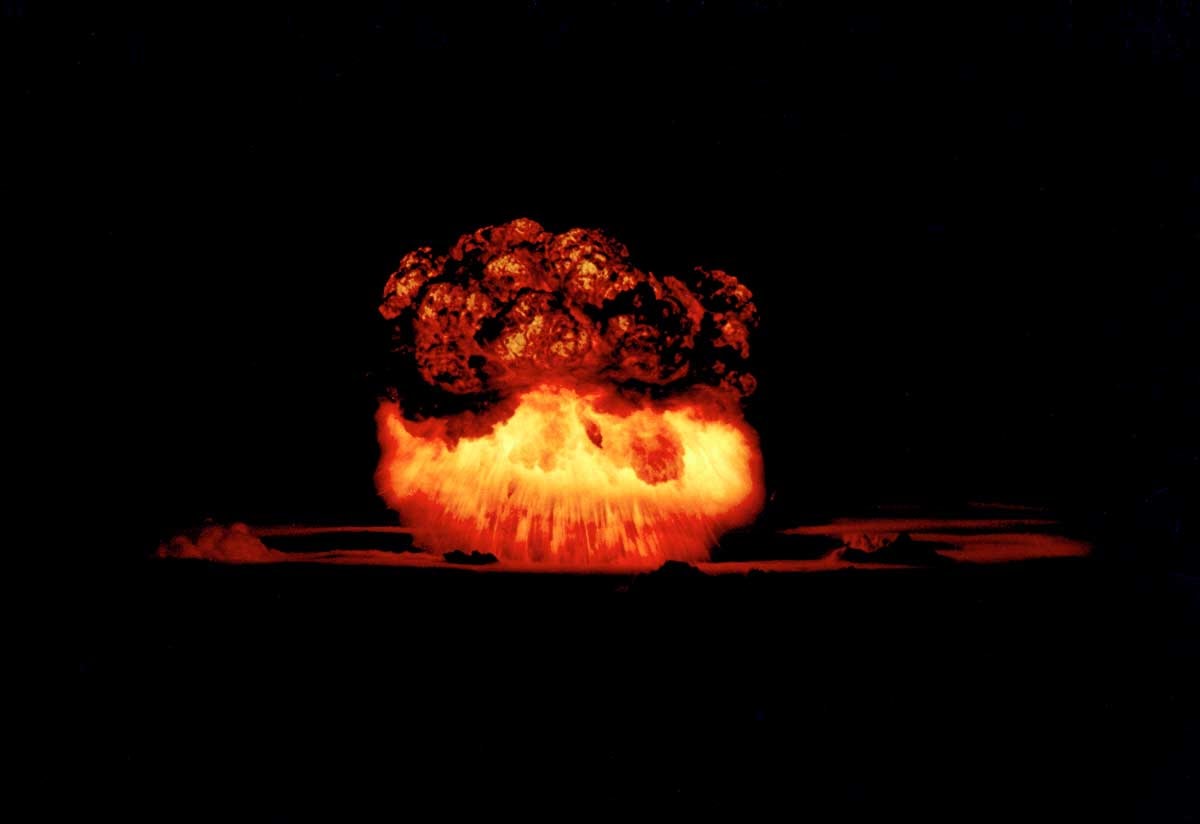 A nuclear explosion mushroom cloud