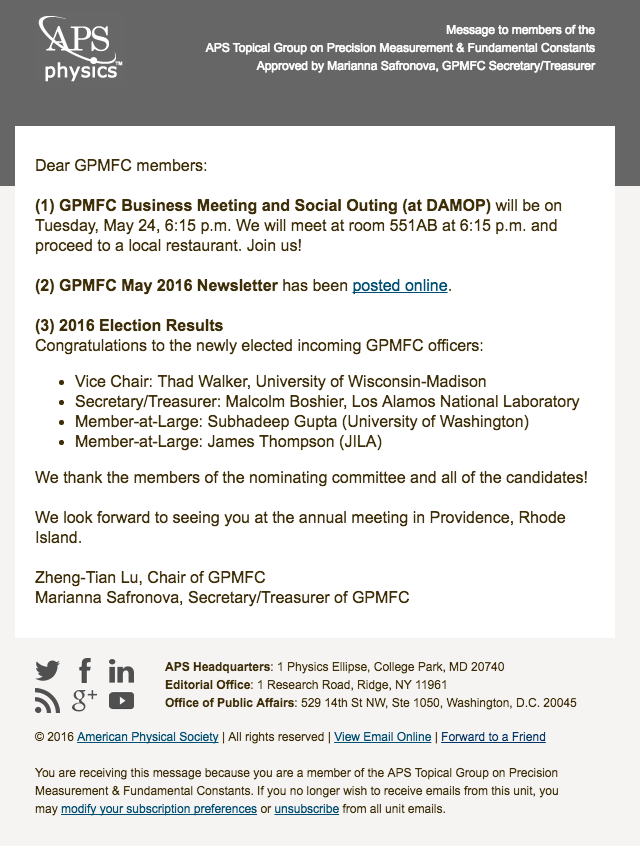 Sample email from GPMFC unit