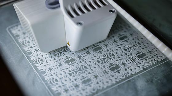 Machine printing swirly design