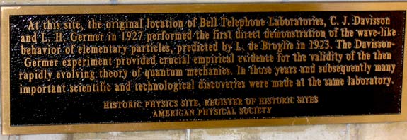 Bronze Plaque at Bell Telephone Labs in New York