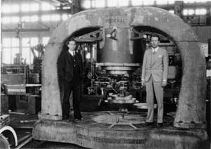 Livingston and Lawrence with cyclotron