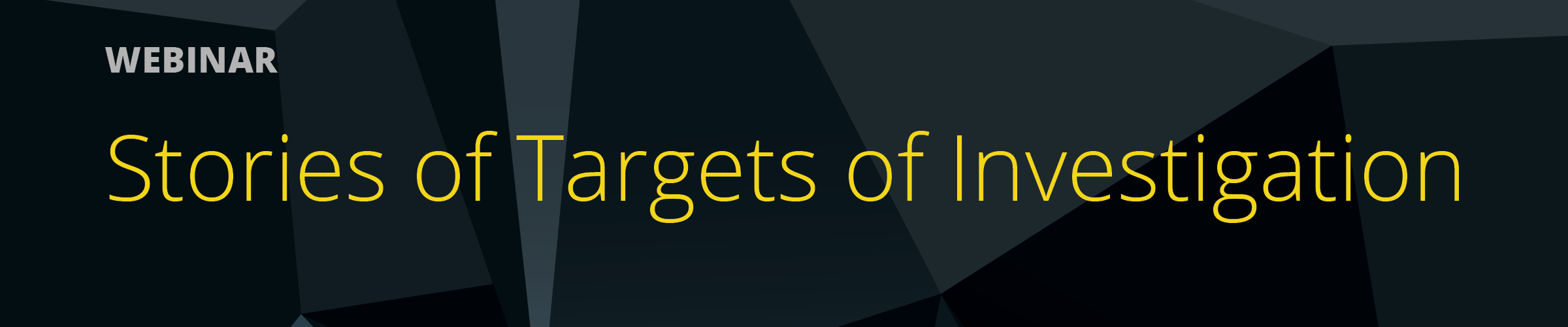 Stories of Targets of Investigation webinar banner