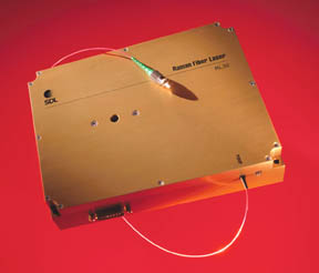 A high power (1.5 W) fiber laser operating at 1455 nm.