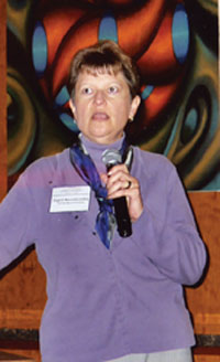Ingrid Novodvorsky addresses a meeting at APS headquarters in 2004. Photo Credit: Bernard Khoury
