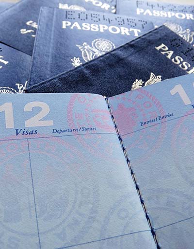 Visas page in passport